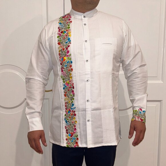 Hand Made Long Sleeve San Antonino embroidery Mexican guayabera Shirt. - Picture 3 of 11